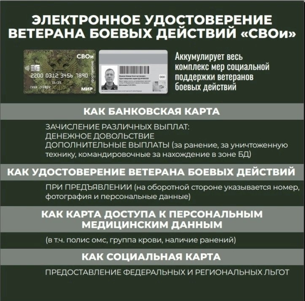 В России начинают внедрять электронные удостоверения ветерана боевых действий.